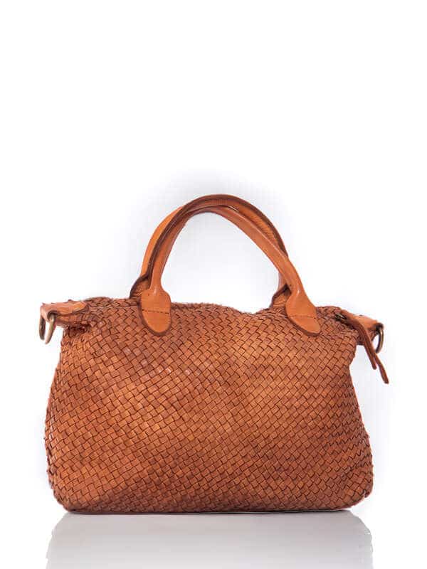 Sac à main tressé Marron Genuine Leather pour femme
