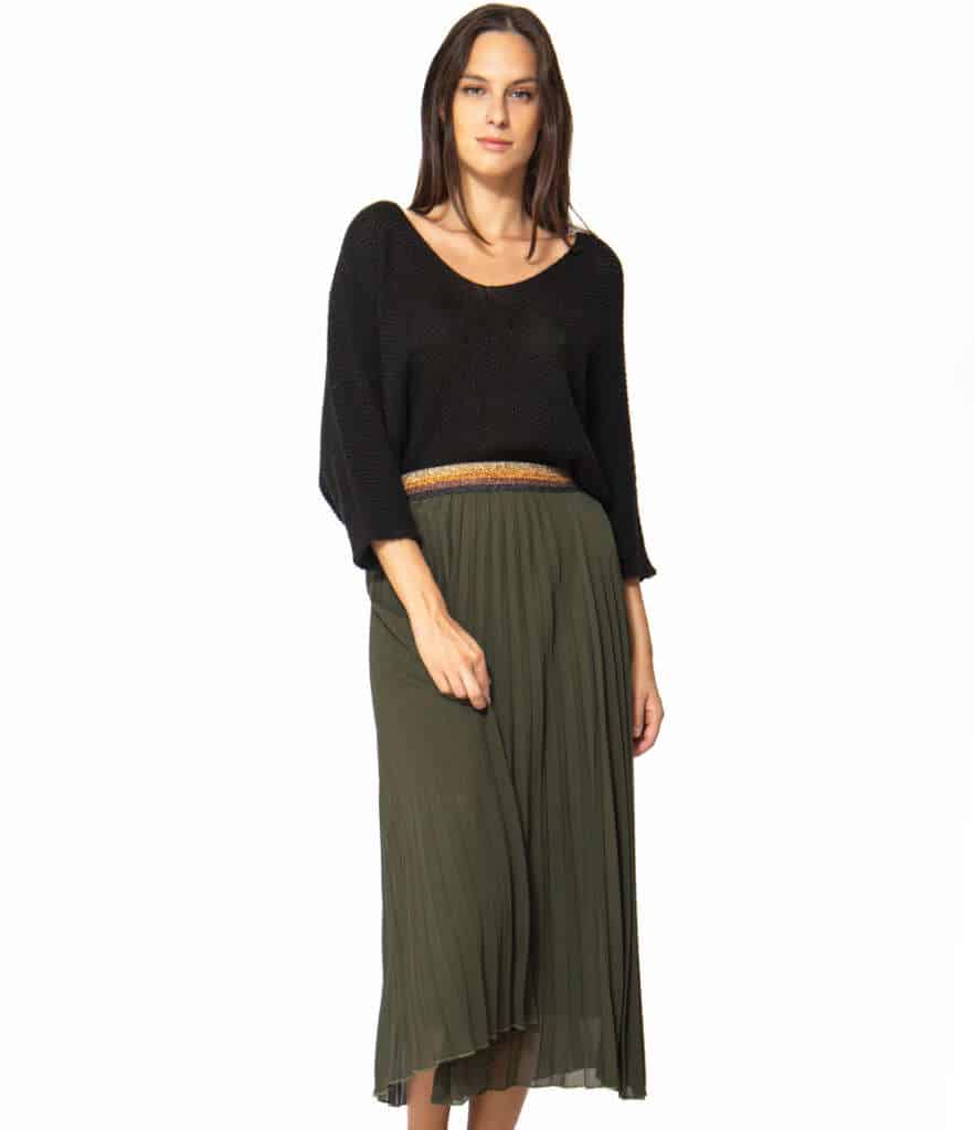 Jupe longue Plissée kaki Giulia Notte