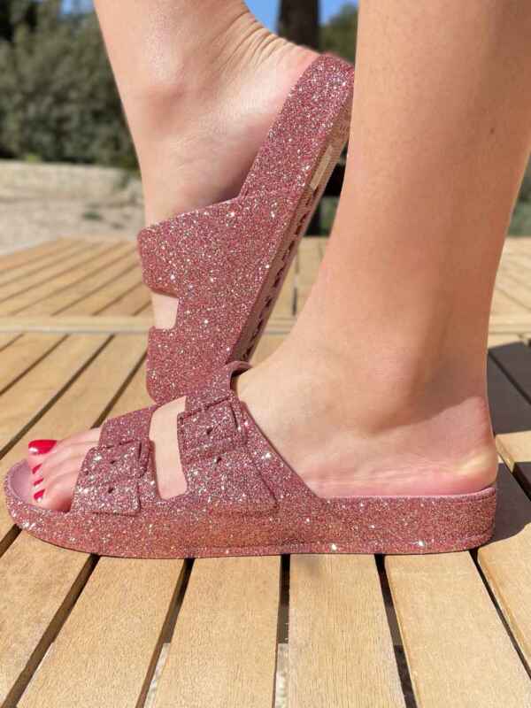 Sandale Pailletée Cacatoes Trancoso Vintage Pink pour femme