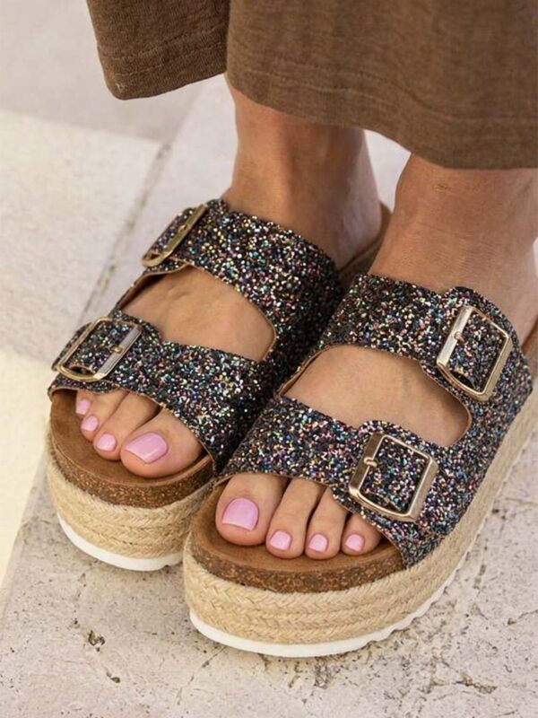 Mule compensée à paillettes multicolores Sweet Lemon – Collection Été 2026