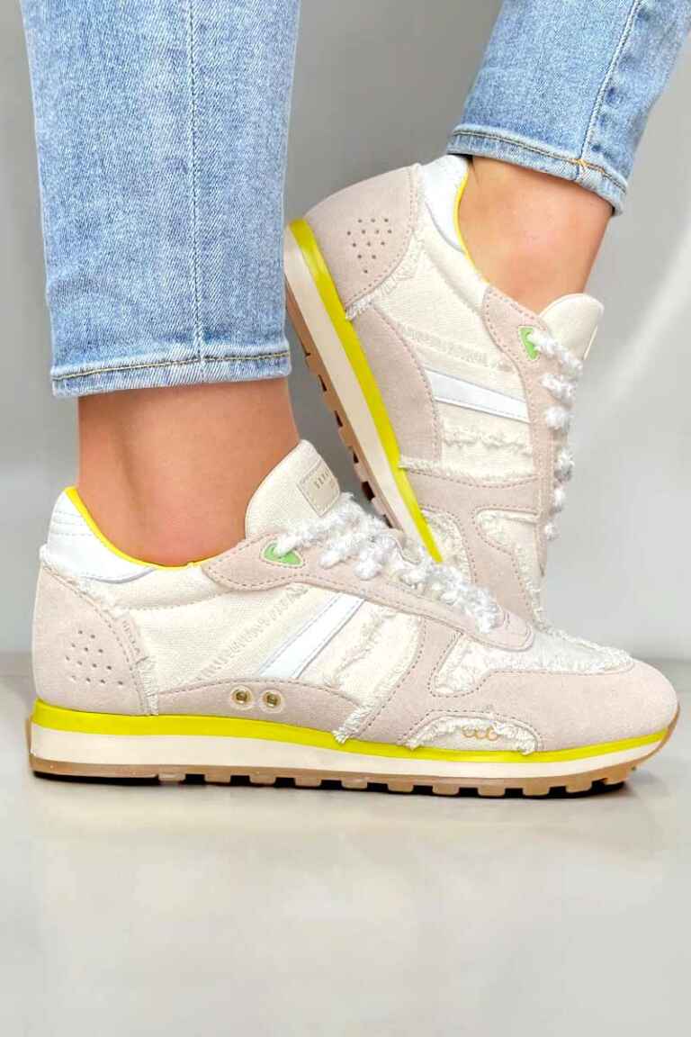 Serafini Basket Basse Bella Milk White Yellow pour femme.