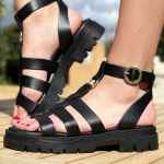 Genuine Leather : la référence des sacs à main en cuir | Corner Shoes - For Trendy Girl Sandale Méduse Donna Lucca 1667 Noir pour femme