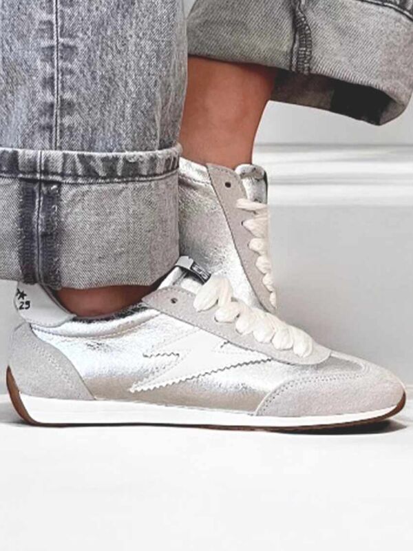 Basket Femme Semerdjian JUNE D484 – Daim Gris Métallisé Argent, tendance et style 2026
