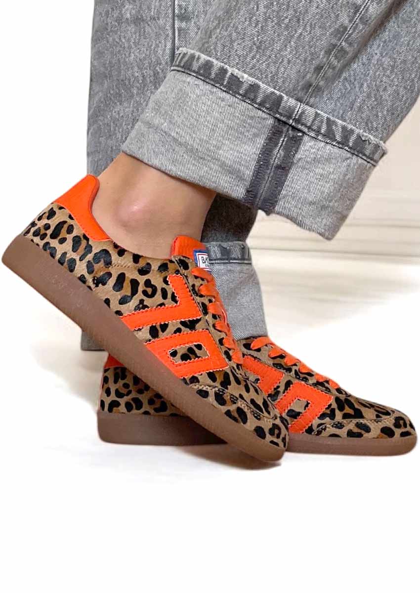 Back70 Basket Femme Cloud Leopard Orange P31 en cuir et daim Back70 Basket Femme Cloud Leopard Orange P31 en cuir et daim