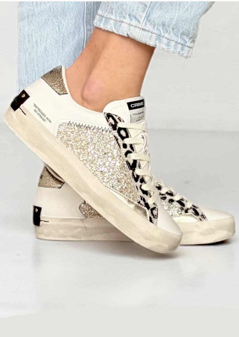 Basket femme Crime London blanche à paillettes modèle 29003PP8 collection printemps été 2026