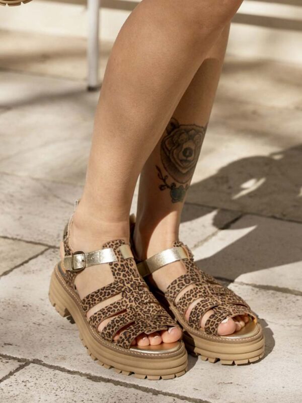 Sandales femme léopard à lanières avec plateforme Minka Design KANDY, chaussures d’été confortables pour femme aux pieds sensibles