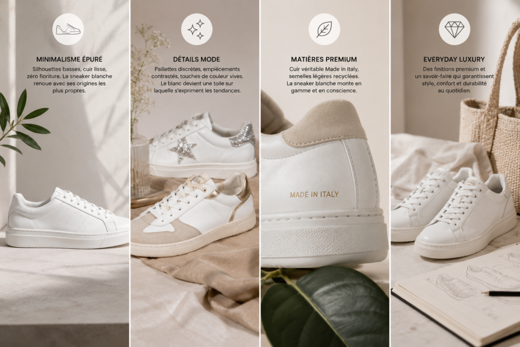 Sneakers blanches femme : guide pour choisir, porter et entretenir sa paire de baskets en 2026 | Corner Shoes - For Trendy Girl