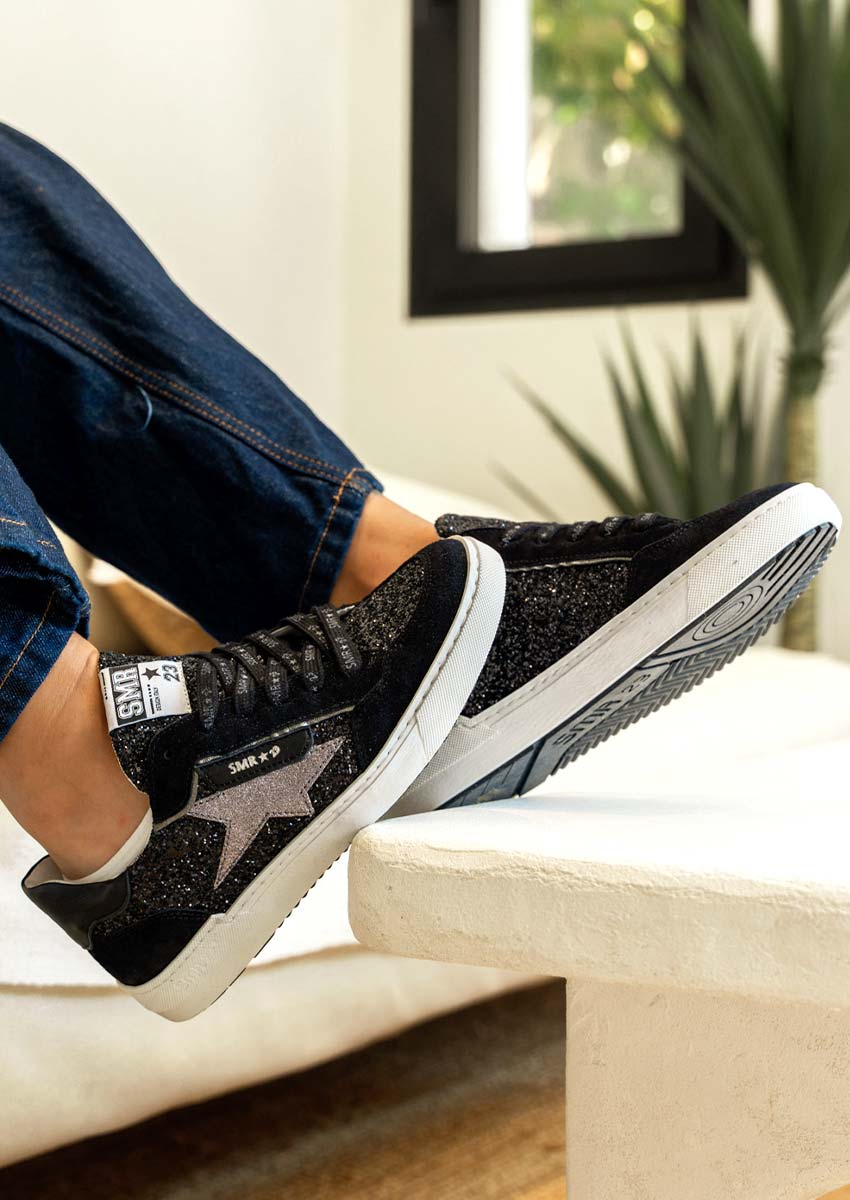 semerdjian sneakers noir à paillettes stylée et tendance pour 2026 Baskets Semerdjian SMR23 ALE E449 - Noires à Paillettes - FW 2026 | Corner Shoes - For Trendy Girl
