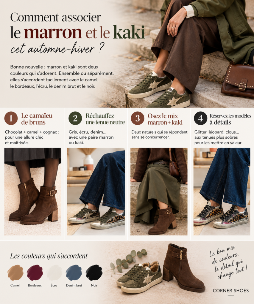 Comment associer le marron et le kaki cet automne-hiver